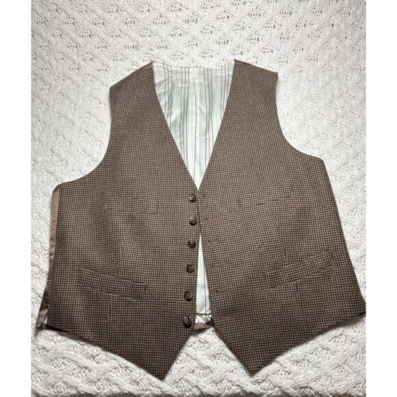 Polo Ralph Lauren Premium Wool Cashmere Vest Brown Plaid Made in‎ Italy NWOT - Picture 3 of 13